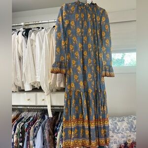 Floral Blue and Yellow Women's Dress